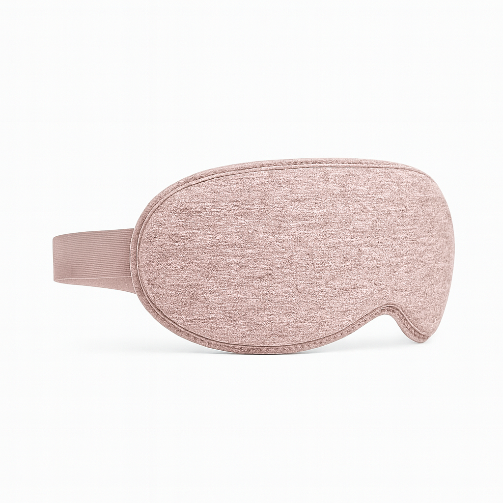 Vue latérale du masque de sommeil en cuir noir