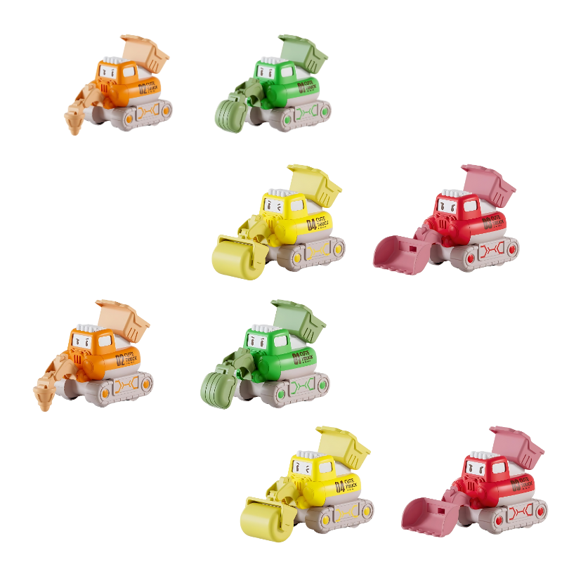 Lot de huit mini véhicules de chantier en plastique durable