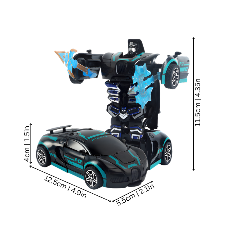 Jouet transformable en voiture et robot, dimensions visibles