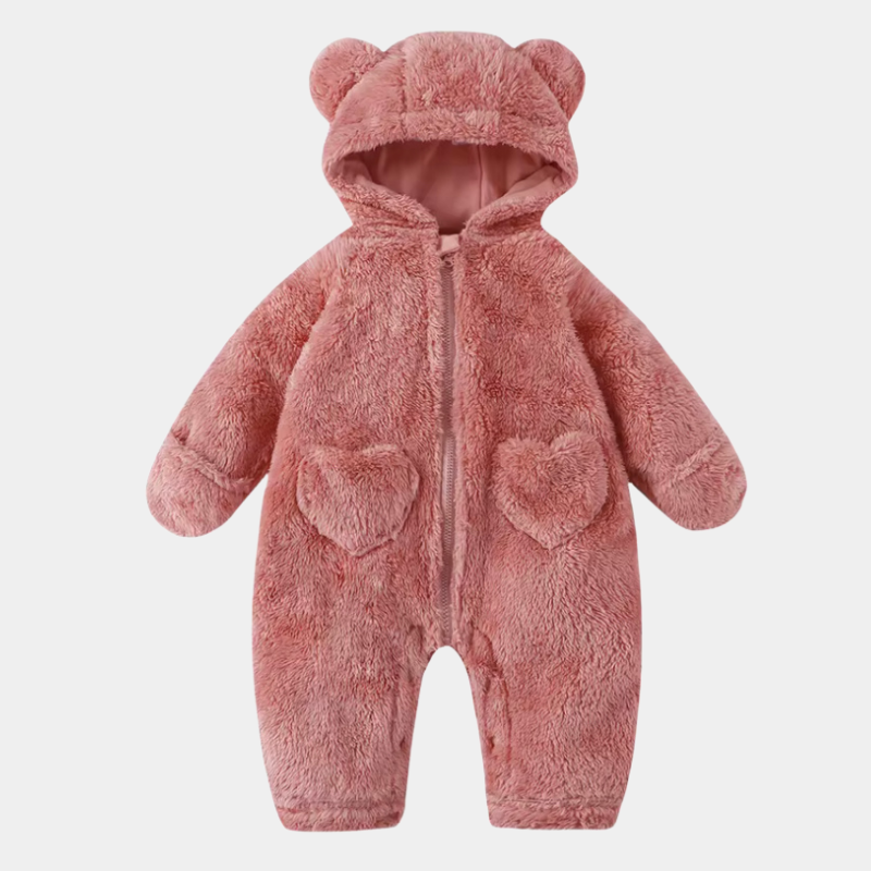 Barboteuse rose à motif ourson, idéale pour bébé