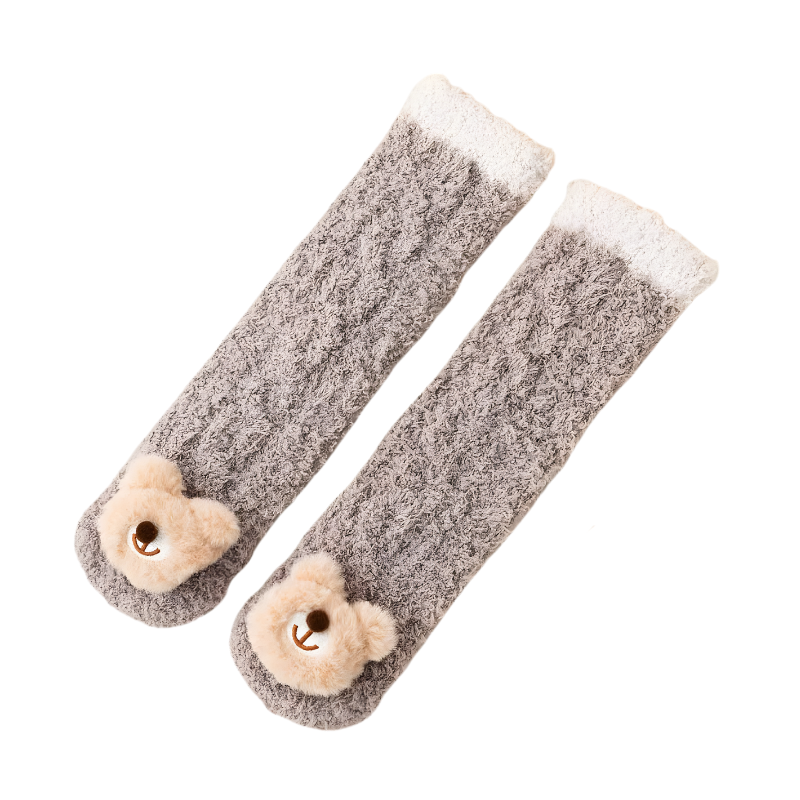 Chaussettes marron en laine d'agneau, vue latérale
