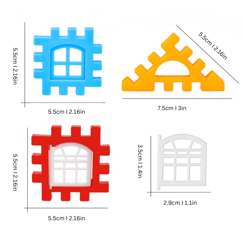 Dimensions des blocs de construction colorés Montessori