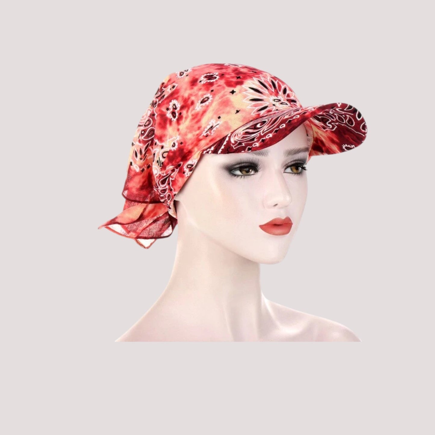Casquette foulard corail pour femme avec motifs lisses
