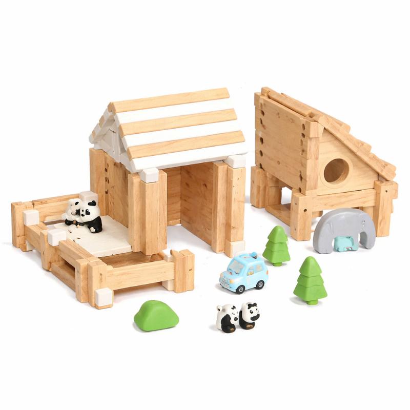 Vue d'ensemble d'un ensemble de blocs en bois sur une table