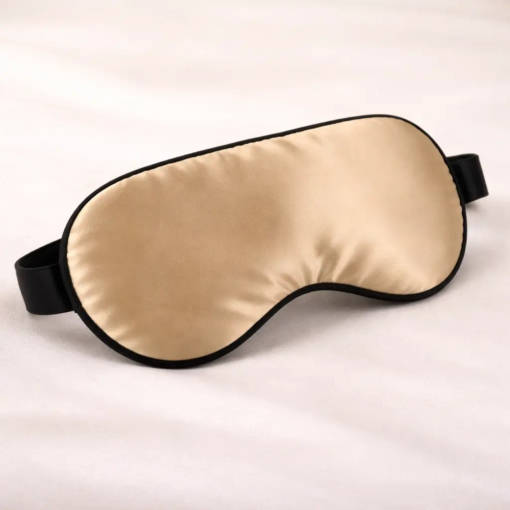 Gros plan sur la texture soyeuse du masque de nuit