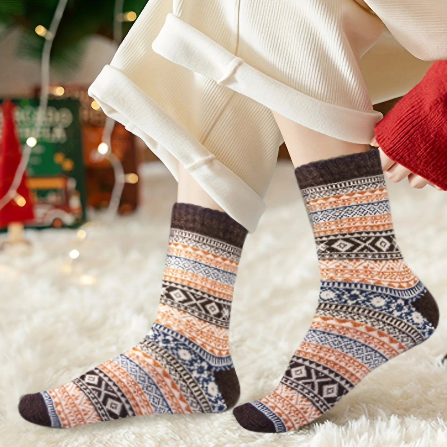 Chaussettes moelleuses pour femme en laine naturelle