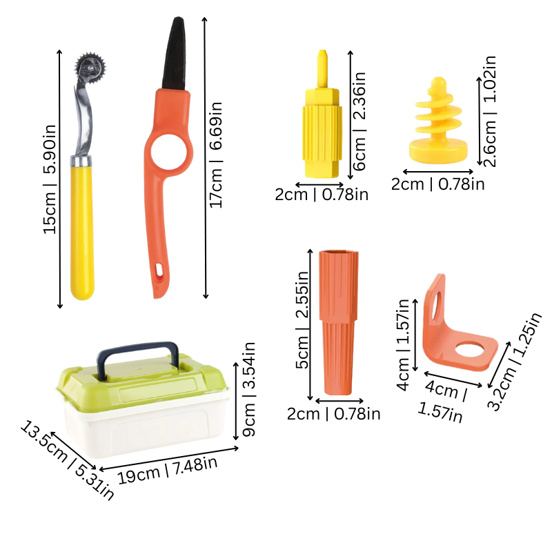Enfant jouant avec un kit d'outils en carton sur une table