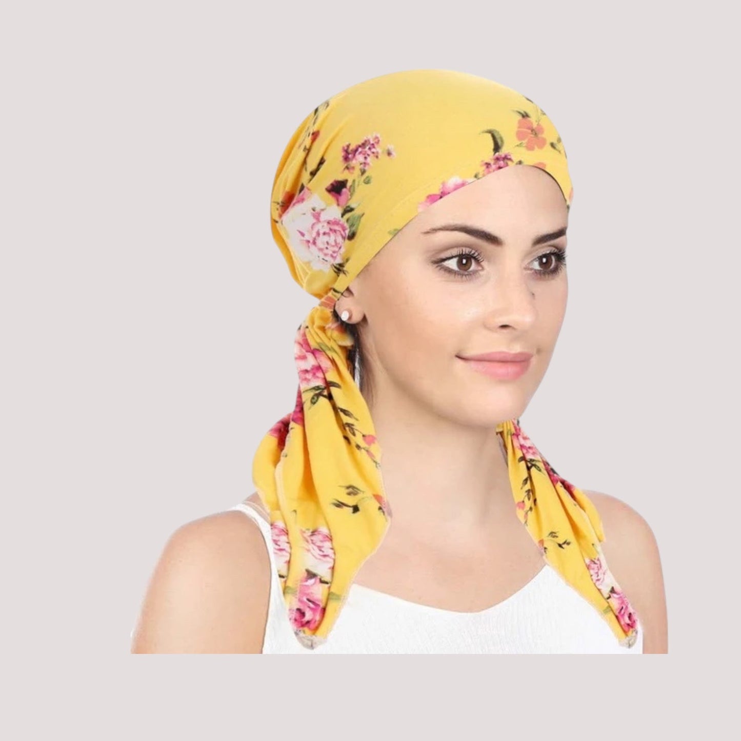 Foulard jaune à motifs pour cheveux, coton doux