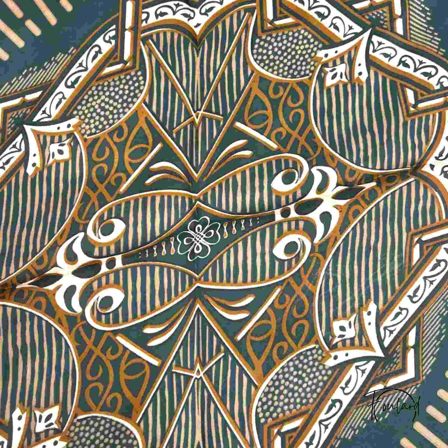 Foulard en polyester doux, motifs géométriques dorés