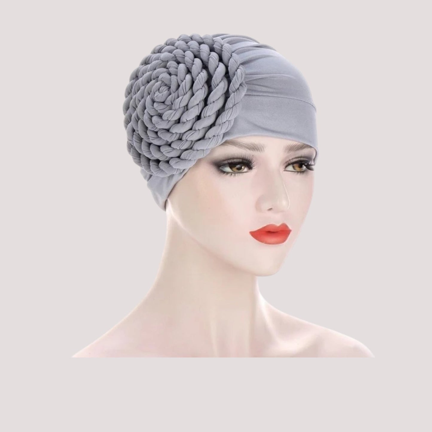 Foulard bonnet chimio gris en mousseline douce