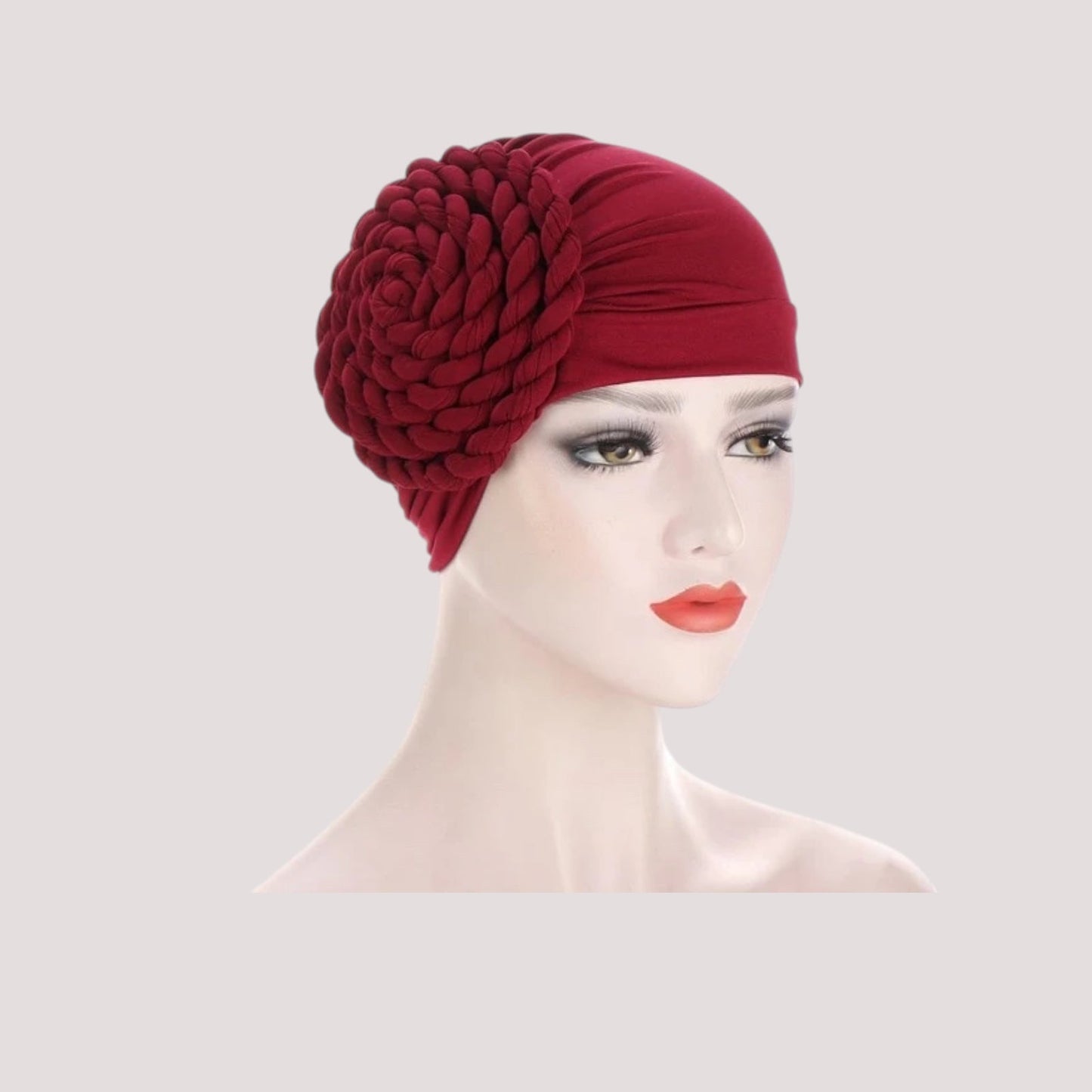 Foulard bonnet chimio rouge en mousseline respirante
