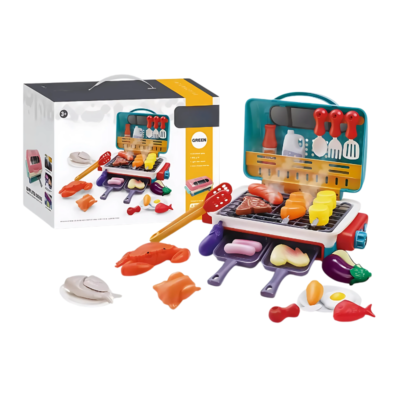 Grill interactif en couleur verte avec accessoires