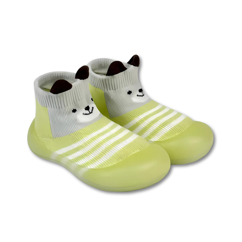 Chaussettes vertes antidérapantes, adaptées aux tout-petits