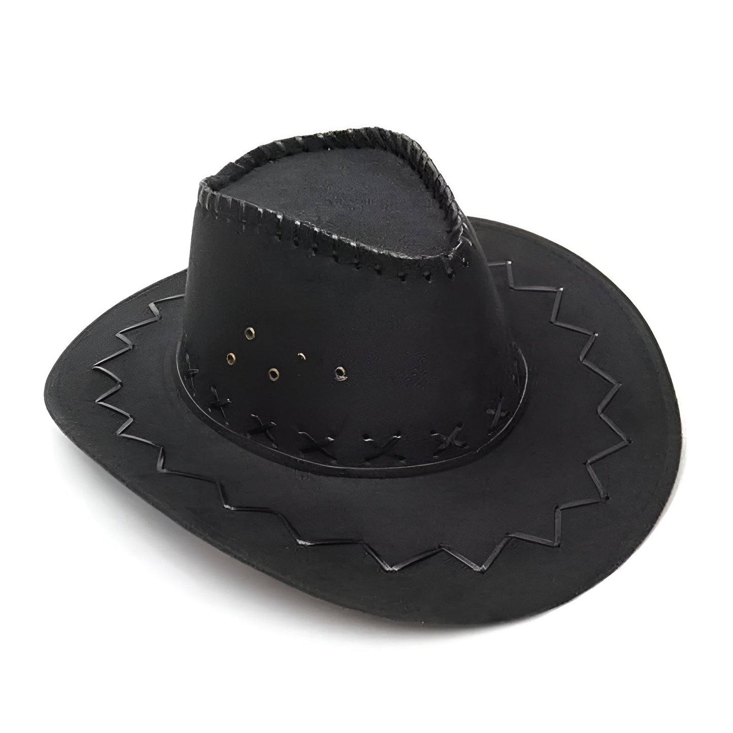 Vue de dessus d'un chapeau cowboy en cuir brun