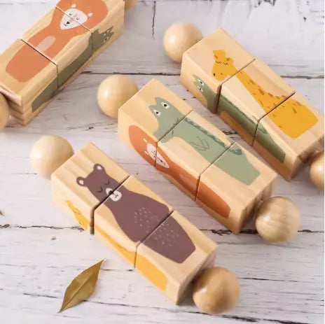 Puzzle animal en bois, compact et facile à transporter