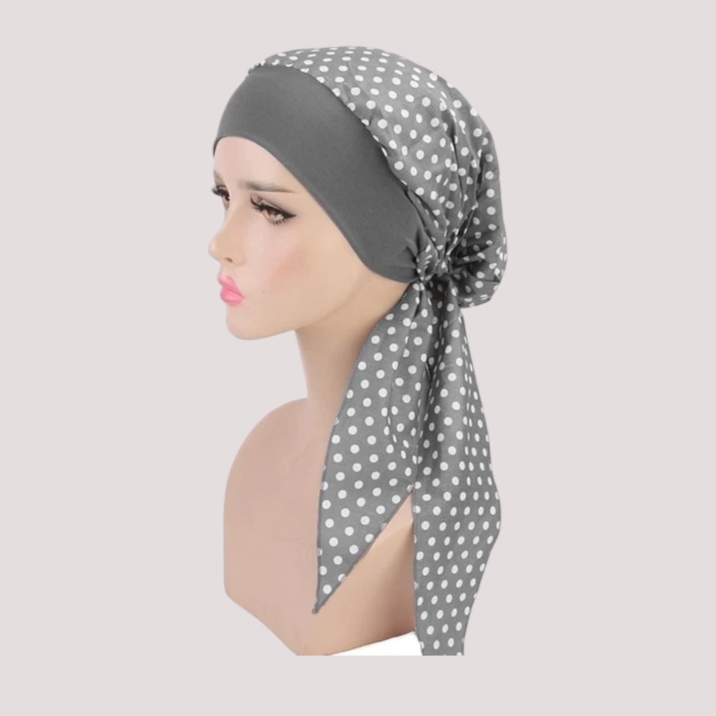 Foulard chimio gris à pois en mousseline légère