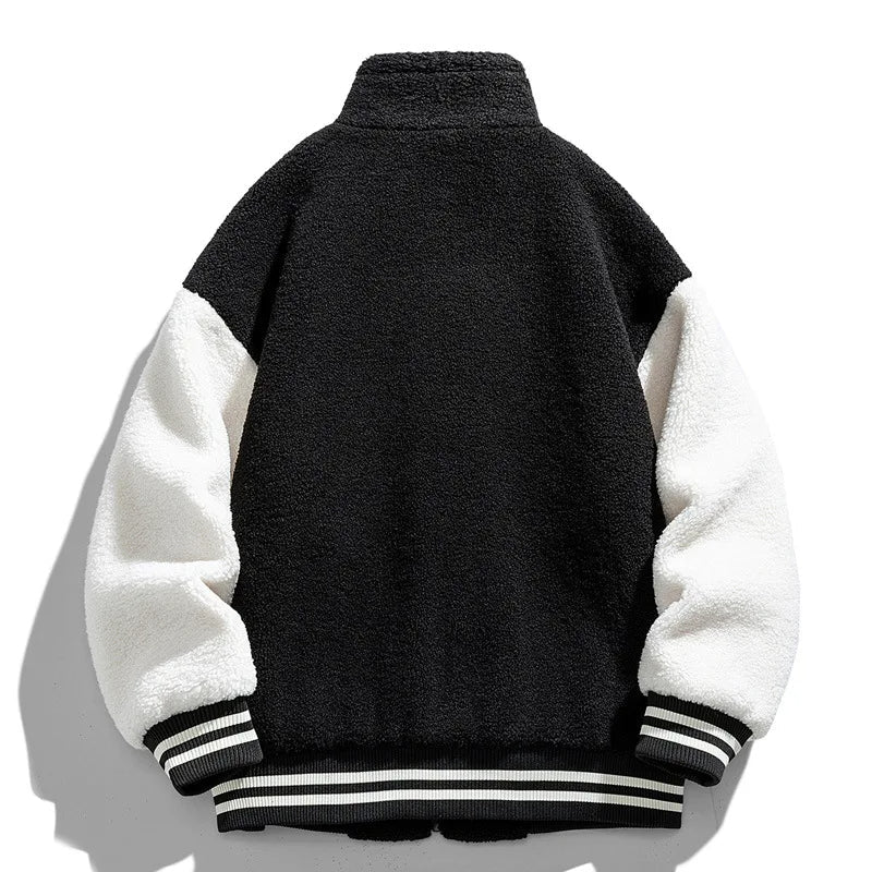 Manteau rétro femme en pilou pilou avec col montant