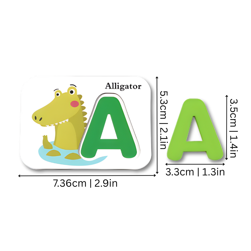 Enfant jouant avec des cartes de lettres en bois sur une table