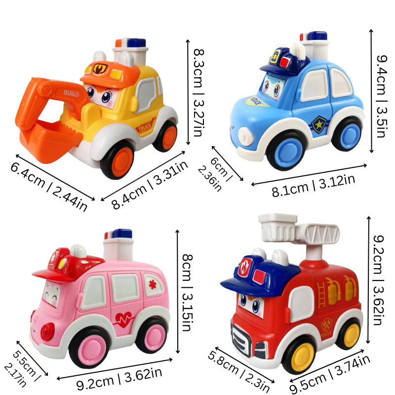 Ensemble de jouets à bouton poussoir avec véhicules colorés