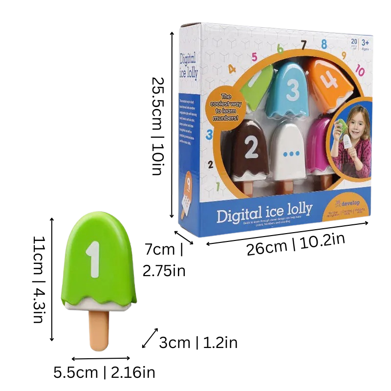 Bâtonnets colorés et capuchons pour apprentissage des chiffres