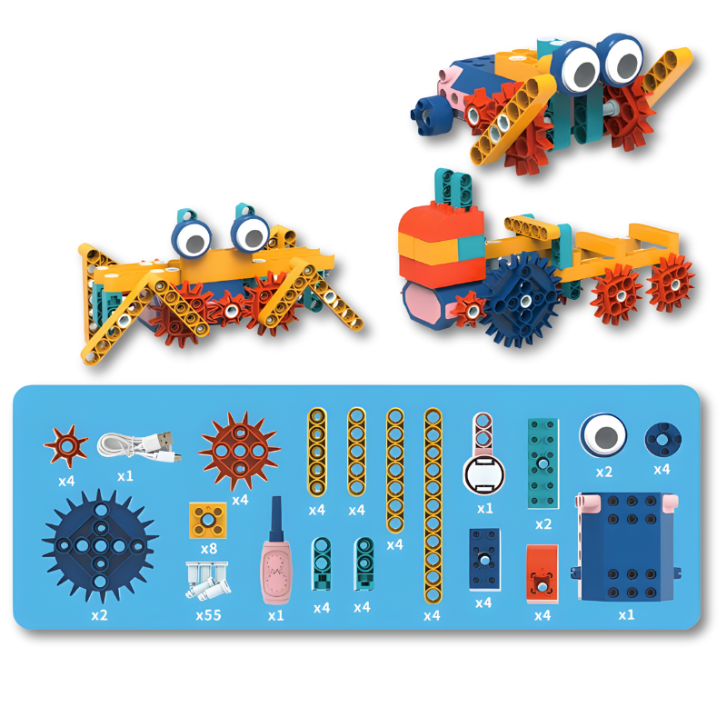 Blocs motorisés colorés avec engrenages pour enfants en bas âge