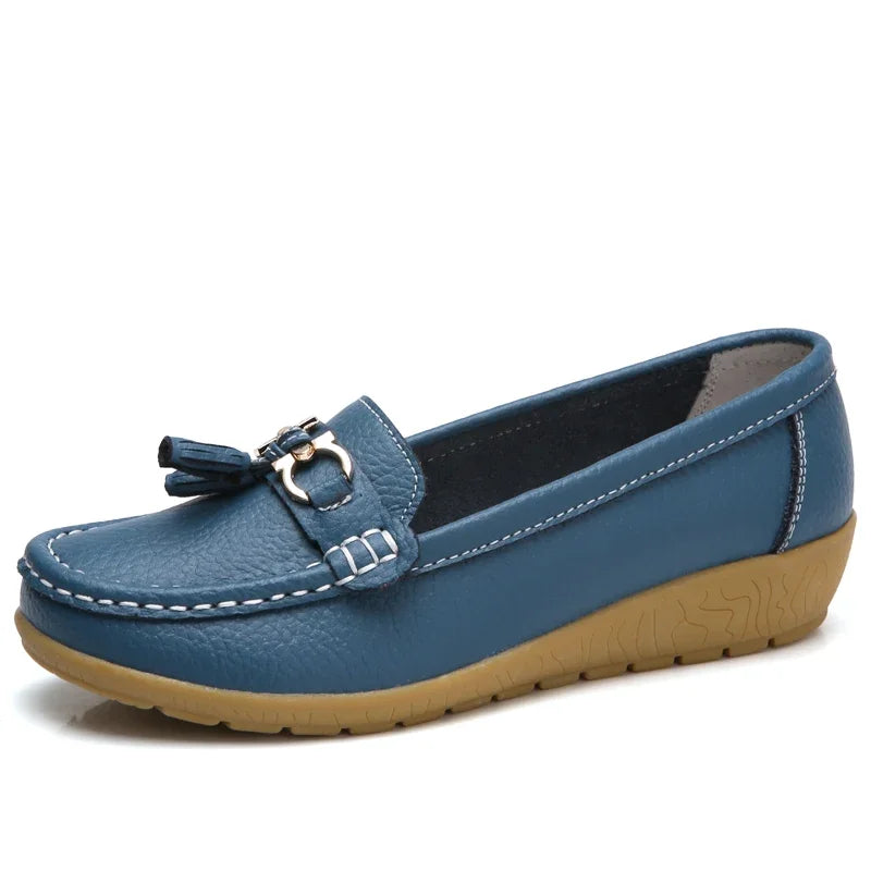 Vue arrière des mocassins, détail du talon