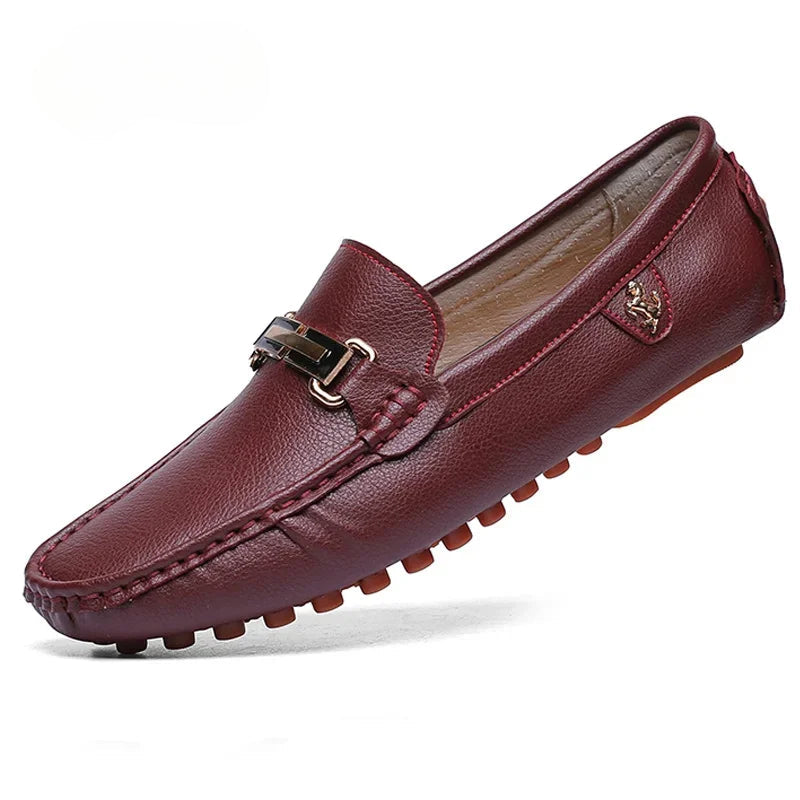 Mocassins en cuir, semelle ergonomique visible