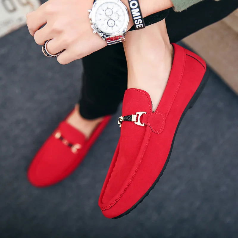 Mocassins en daim, faciles à enfiler, style raffiné