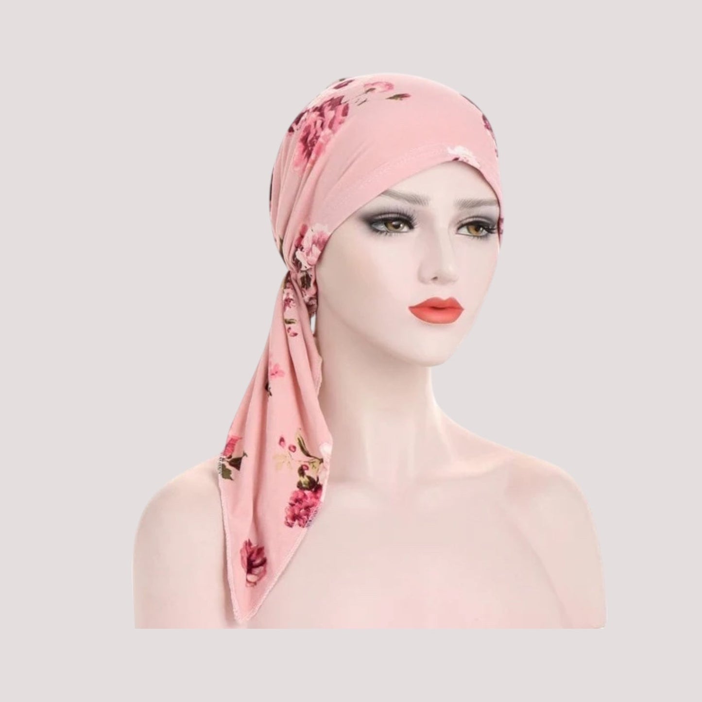 Foulard rose clair à motifs floraux pour cheveux