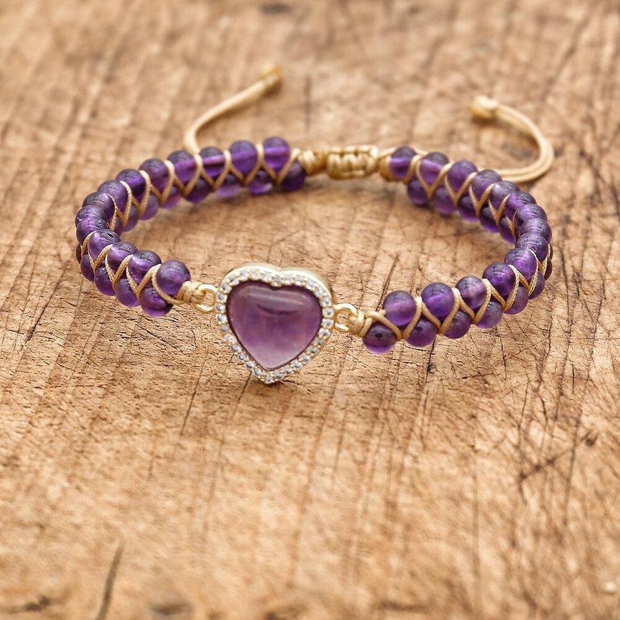 Ensemble complet de bracelet et boucles d'oreilles en améthyste