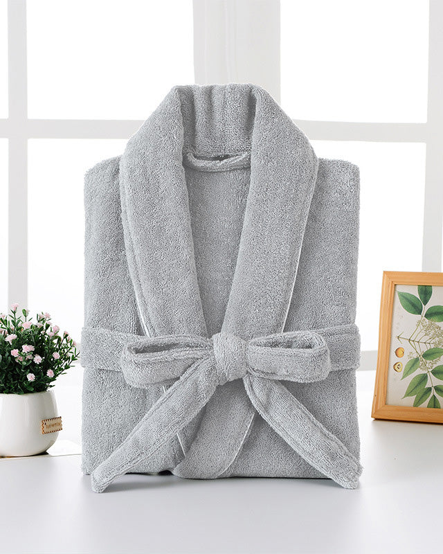 Peignoir femme éponge absorbant 100% coton gris