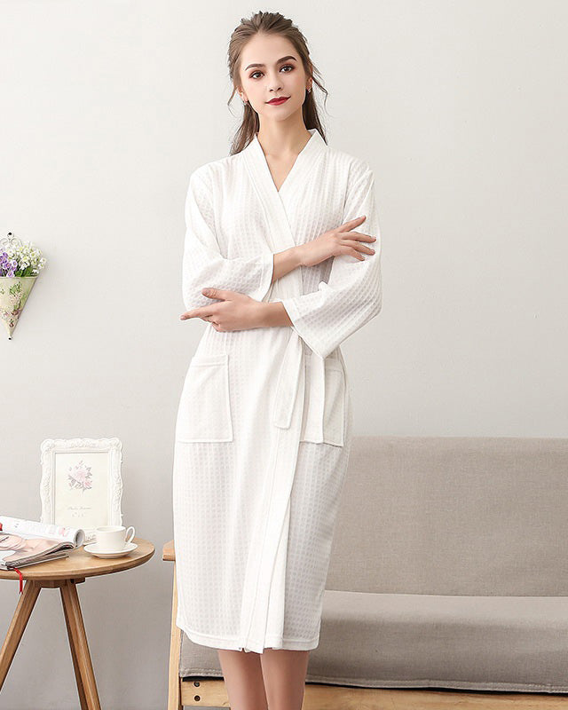 Peignoir femme éponge gaufré spa blanc