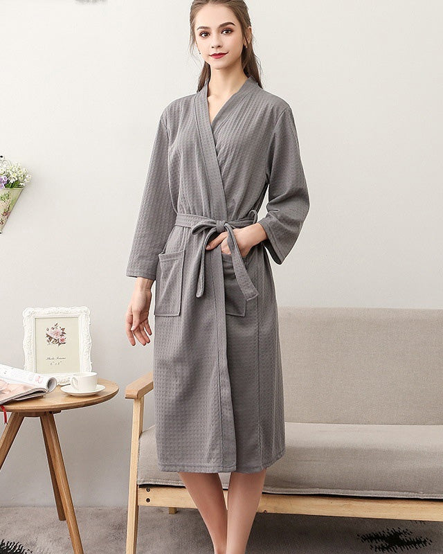 Peignoir femme éponge gaufré spa gris