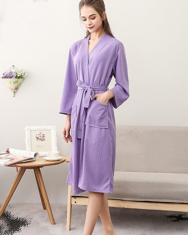 Peignoir femme éponge gaufré spa violet