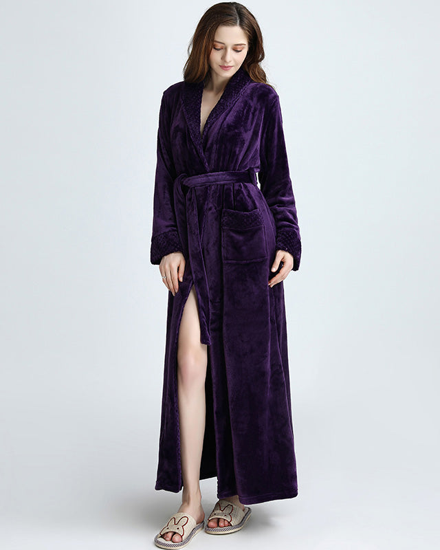 Peignoir femme polaire long et ultra doux violet