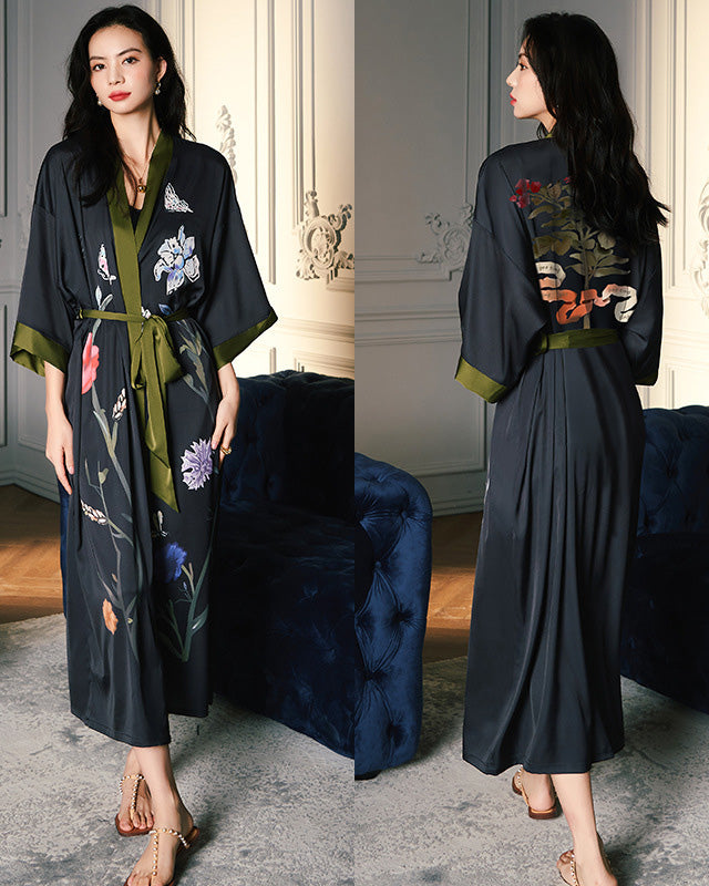 Peignoir femme robe de nuit casual vert