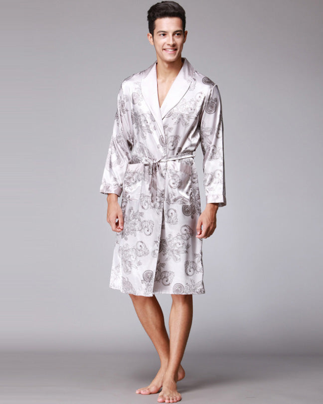 Peignoir homme kimono satin blanc luxe