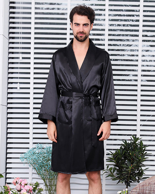 Peignoir homme kimono satin noir