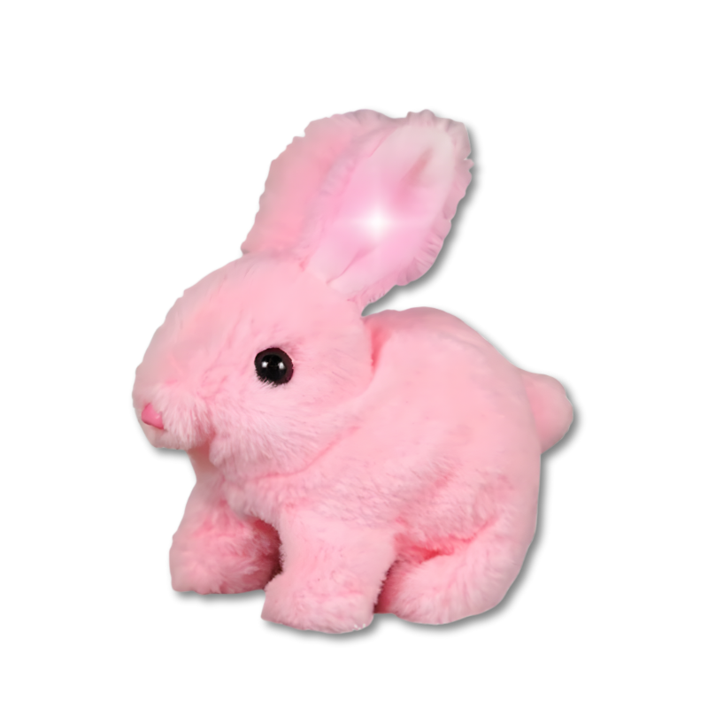 Lapin rose interactif, peluche douce et oreilles lumineuses