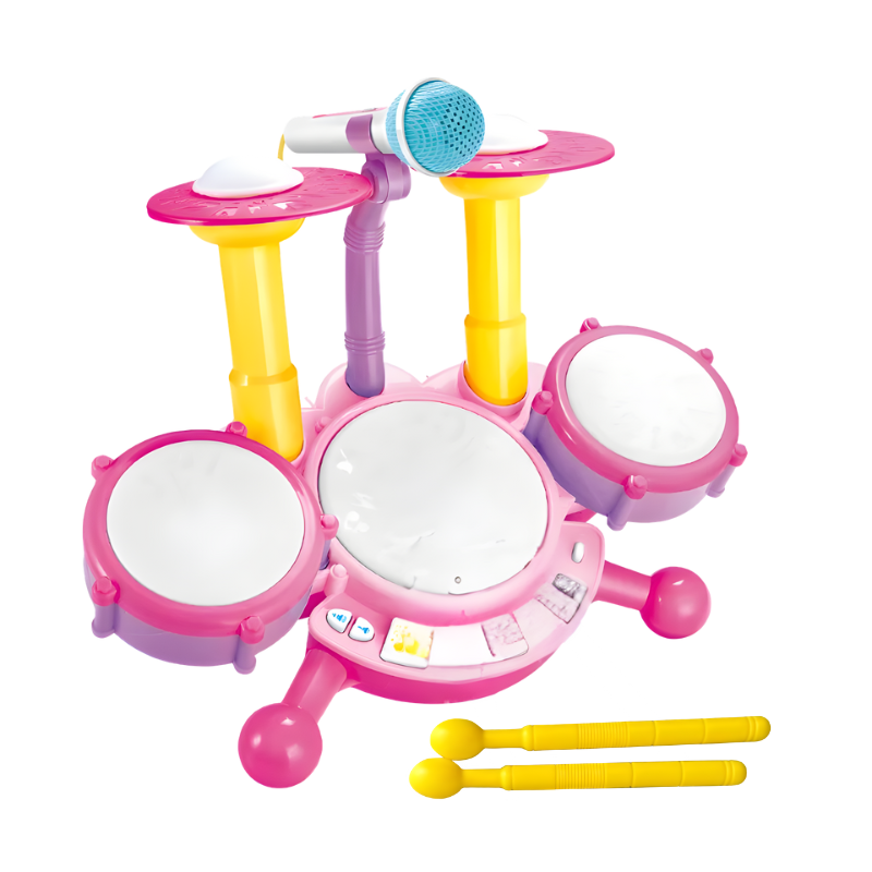 Tambour éducatif rose pour enfants, gros plan