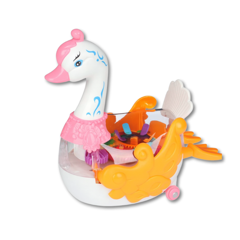 Cygne rose avec détails lumineux, idéal pour la coordination