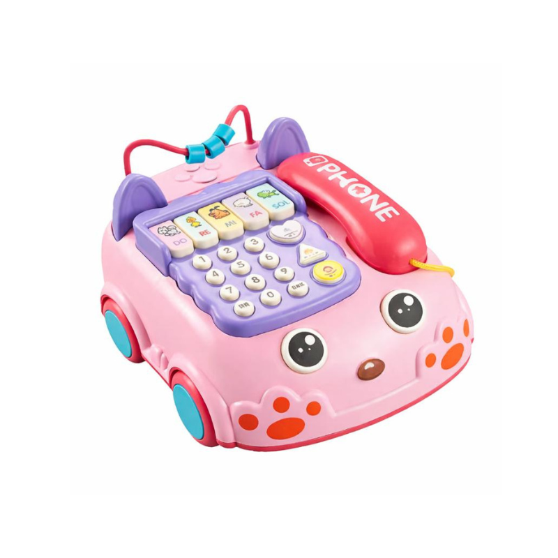 Téléphone musical rose pour enfants avec lumières