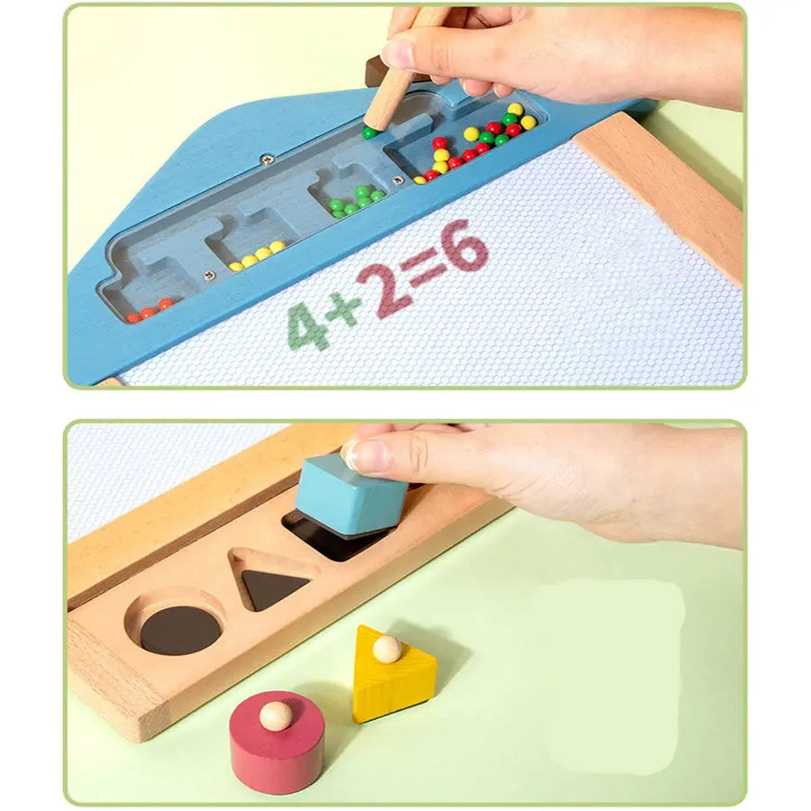 Enfant concentré sur une activité de dessin avec la planche