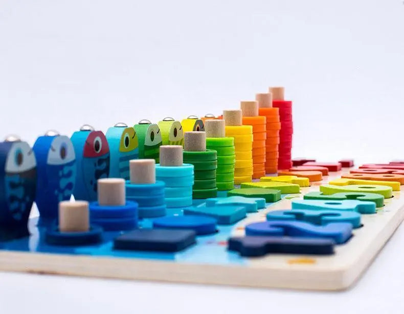 Vue rapprochée des disques colorés empilés sur la planche