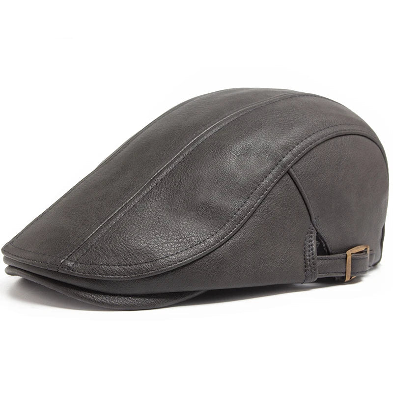 Vue de dessus d'un béret en cuir sophistiqué