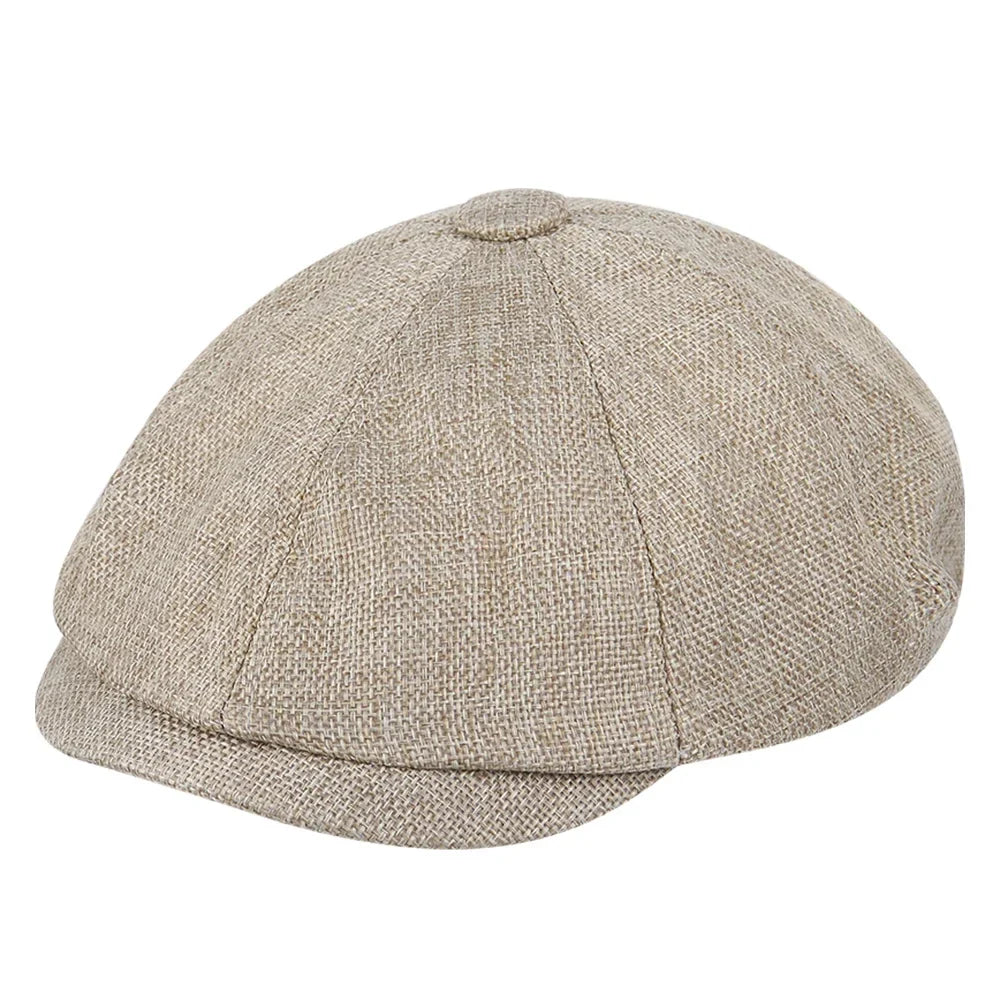 Casquette rétro en tweed gris avec doublure en satin
