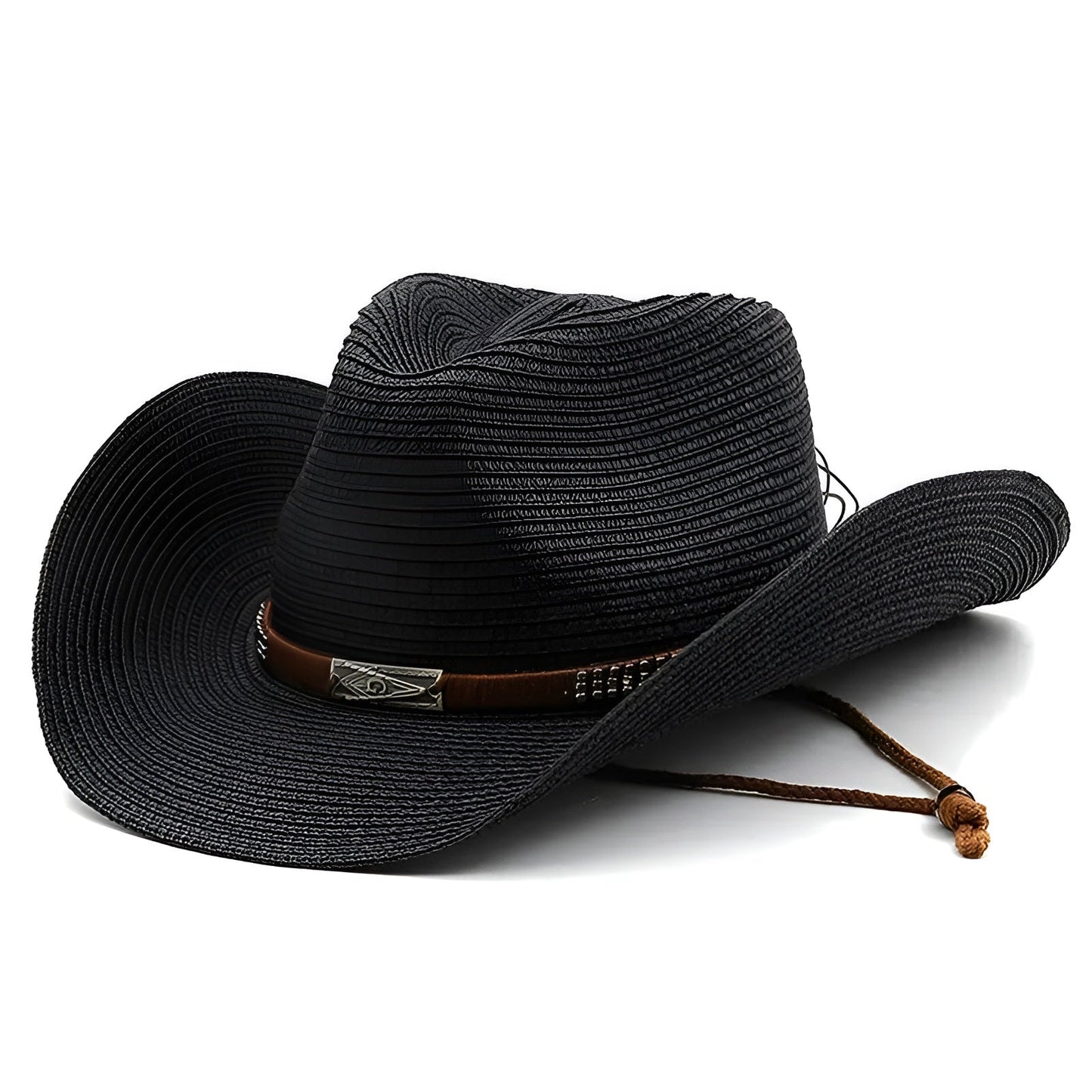 Vue latérale du chapeau de paille, mettant en valeur sa légèreté