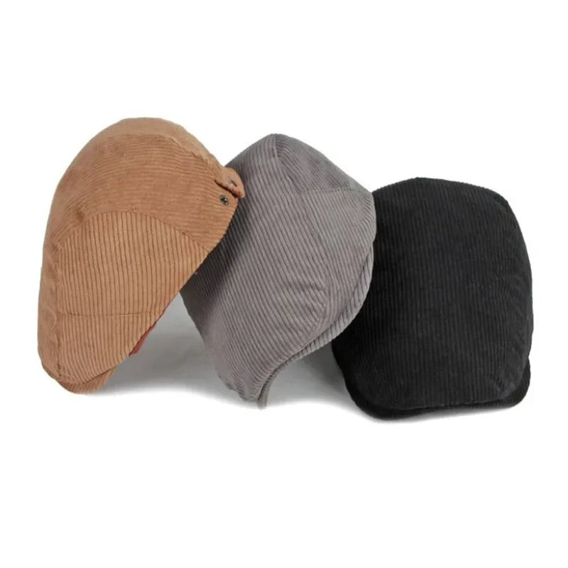 Béret en velours côtelé, vue arrière, style rétro