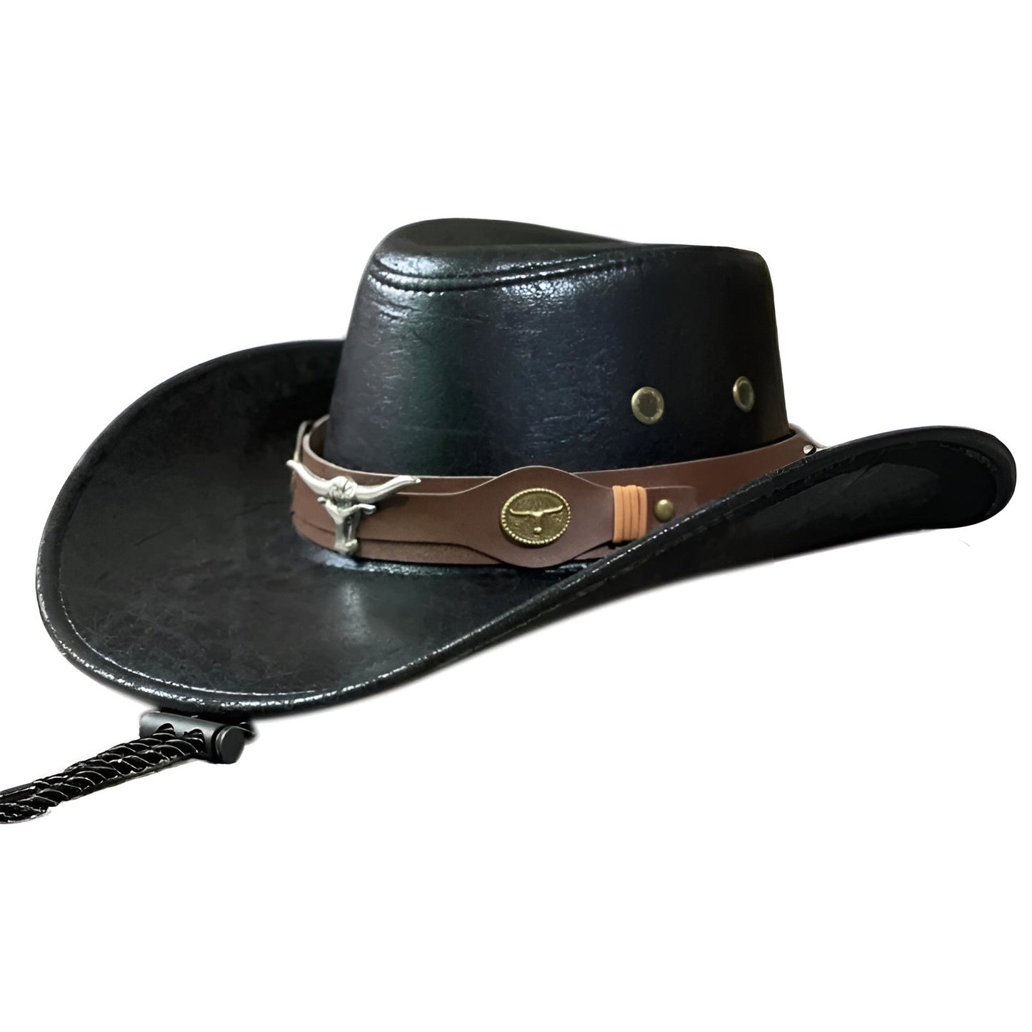 Vue latérale d'un chapeau cowboy posé sur une table