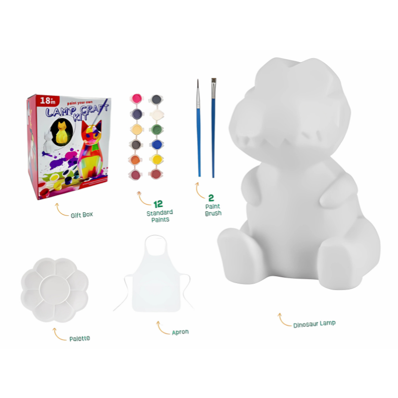 Kit de peinture pour lampe dinosaure avec pinceaux et palette